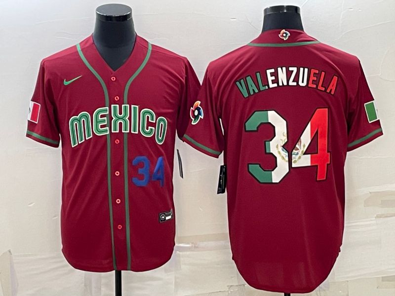 Men 2023 World Cub Mexico #34 Valenzuela Red Nike MLB Jersey